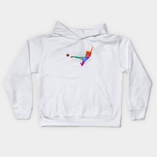 Woman footballer in watercolor Kids Hoodie